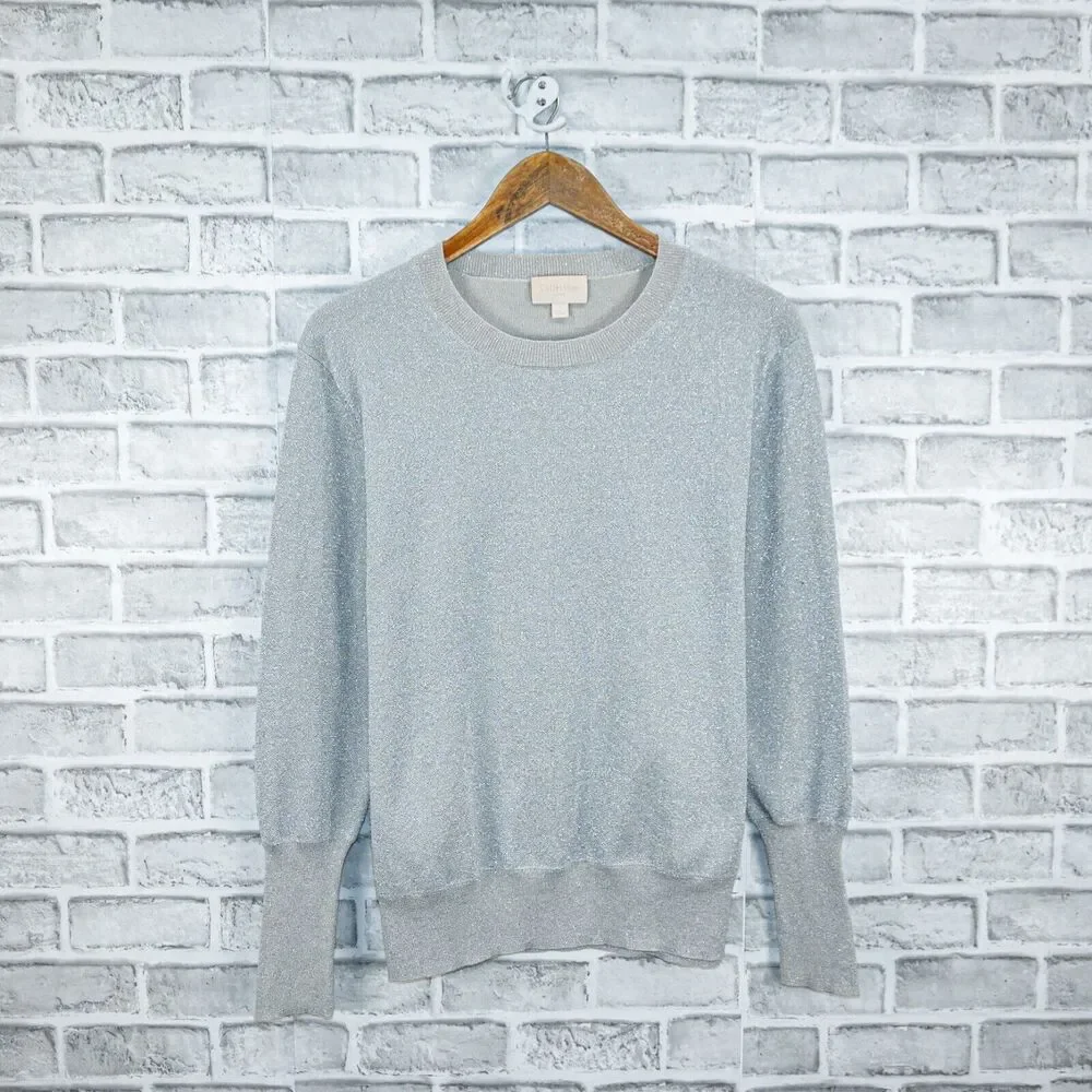 J.Crew Collection Metallic sparkle Crew Pullover gray size Small